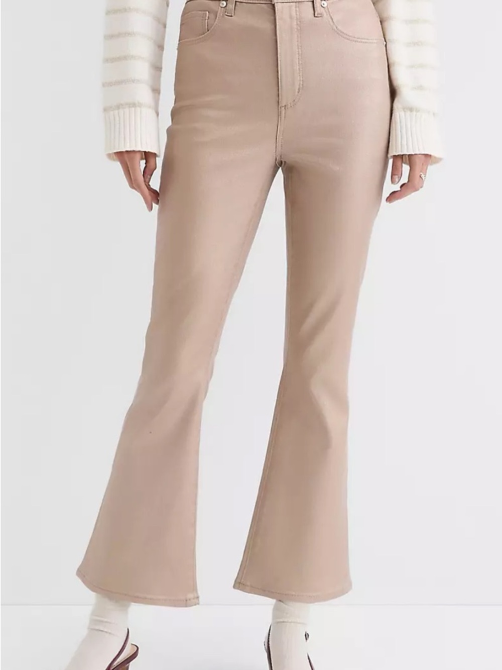 LOFT Beige High-Rise Flare Jeans